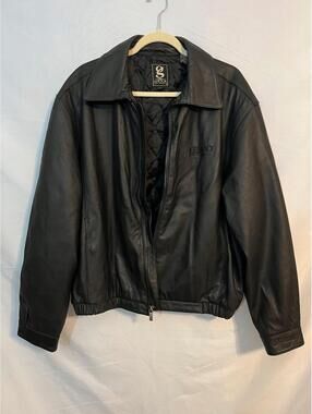 Vintage Gear For Sports Men's Black Leather Jacket Quilted Lined Size Large